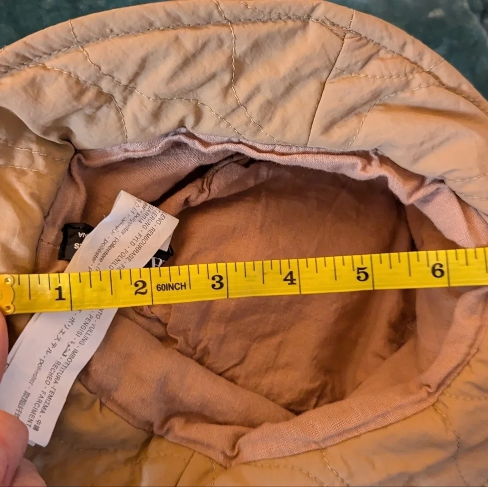 Zara Unisex  Kids Tan Quilted Puffy Stitched Bucket Hat